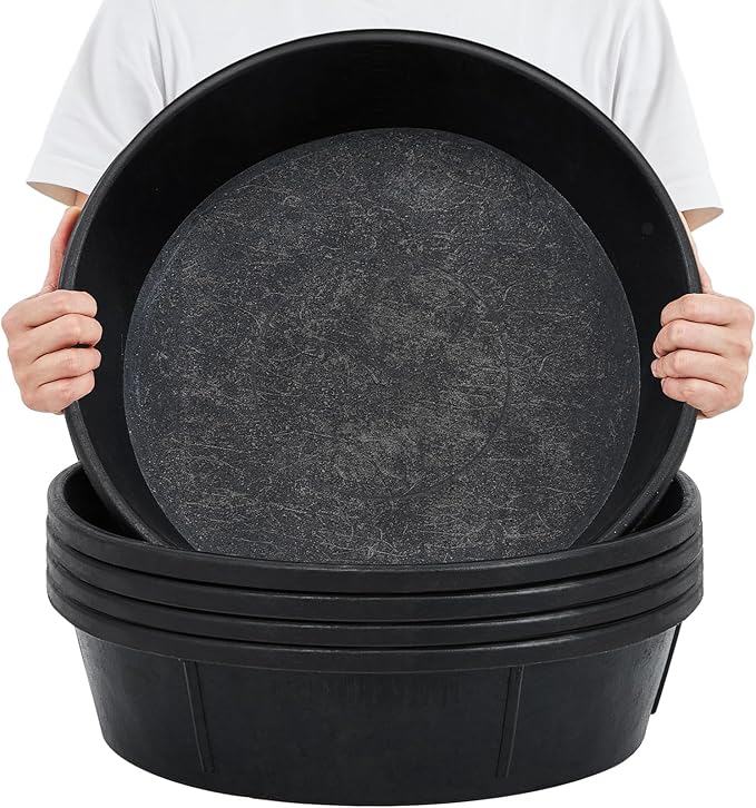Sadnyy 5 Pcs Rubber Feed Pan 12 Quart/ 3 Gallon Utility Horse Feed Bucket Rubber Bowl Chicken Dust Bath Container Horse Feeder for Goats Livestock Animal Feeding Cats Dogs Pigs