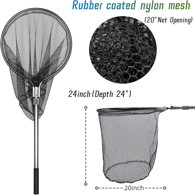 Catch Net - Small Animal Catcher for Chicken, Duck, Goose, Fish, Cat, Bird, Raccoon, Dog and Others (43"-78" Handle with 20" Net Opening)