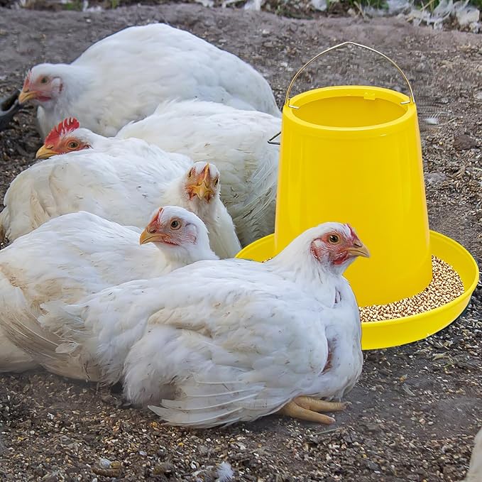 Shellwei 8 Pack 17.6 lb Hanging Chicken Feeders and Waterers Set Large Automatic Plastic Poultry Feed Dispensers for Ducks Geese Turkeys