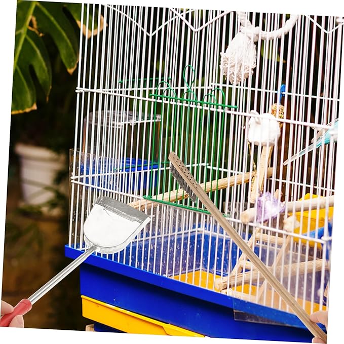 2pcs Set Birdcage Brush Grooming Cleaner Bird Cages Bird Poop Pet Bird Cleaning Brush Bird Cage Accessories Parrot Cage Accessory Bird Cage Brush Stainless Steel