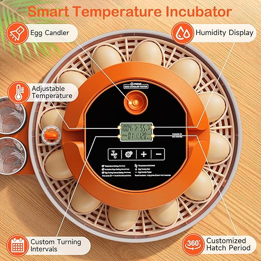 18 Egg Incubators for Hatching Eggs, Egg Incubator with Automatic Egg Turning and Humidity Control, Incubators for Hatching Chicken Ducks Quail Goose Pigeon