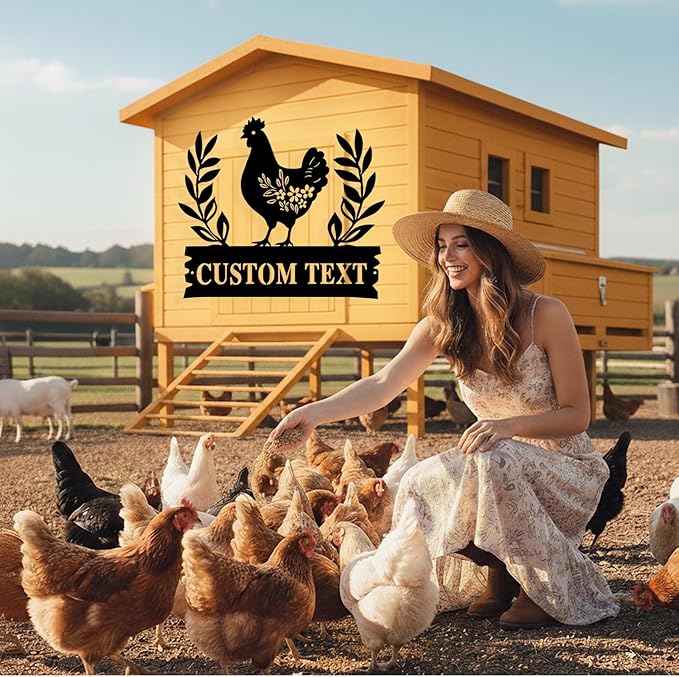 Custom Chicken Coop Metal Sign, Personalized Chicken Coop Sign for Outside, Custom Metal Hen House Farm Signs, Chickens Hen House Farmhouse Wall Art Decor