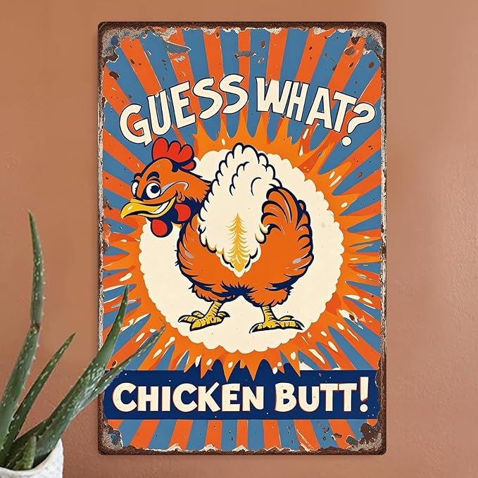 Chicken Metal Tin Sign Vintage Retro Poster Wall Art Chicken Decor for Chicken Coops Farms Yard Home Bar Cafe Garage or Office - Thoughtful Chicken Gift Idea