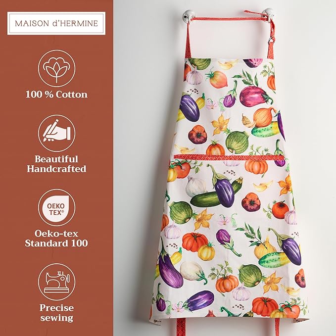 Maison d' Hermine 100% Cotton Apron for women with Pocket Kitchen Chef Apron for Men Cooking Easter Decorations