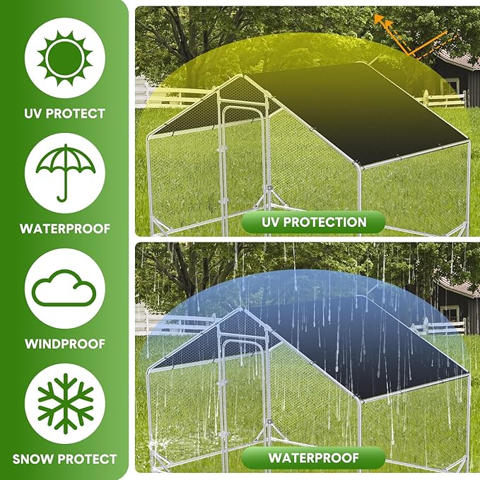 Nuanchu Chicken Coop Cover Waterproof and UV, 11.3 * 6.3 FT Chicken Run Cover for Winter with 18 Ball Bungees Cords Coop Tarp Shade Cloth for Large Coop Walk in Run Pen(Black)