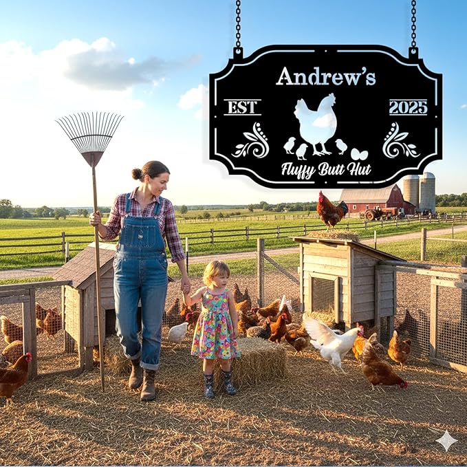 Custom Chicken Coop Metal Sign, Personalized Chicken Coop Sign for Outside, Custom Metal Hen House Farm Signs, Chickens Hen House Farmhouse Wall Art Decor