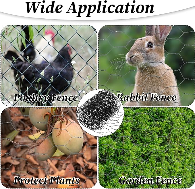 Chicken Wire for Crafts, 4.13in x 118in Sturdy Practical Chicken Wire Fence Multifunctional Wires Mesh Roll for Garden Floral Arrangements Craft Projects(Black)