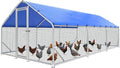 Sino Luban Metal Large Chicken Coop Run with Small Mesh Hardware Cloth for 30 Chickens/Ducks, Chicken Runs for Yard with Waterproof Cover, Chicken Enclosure Pen Outdoor, Walk-in Poultry Cage