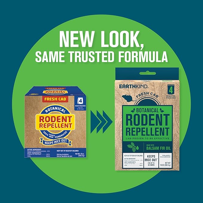 Fresh Cab Botanical Rodent Repellent - Environmentally Friendly, Keeps Mice Out, 24 Scent Pouches (6 Packs of 4)