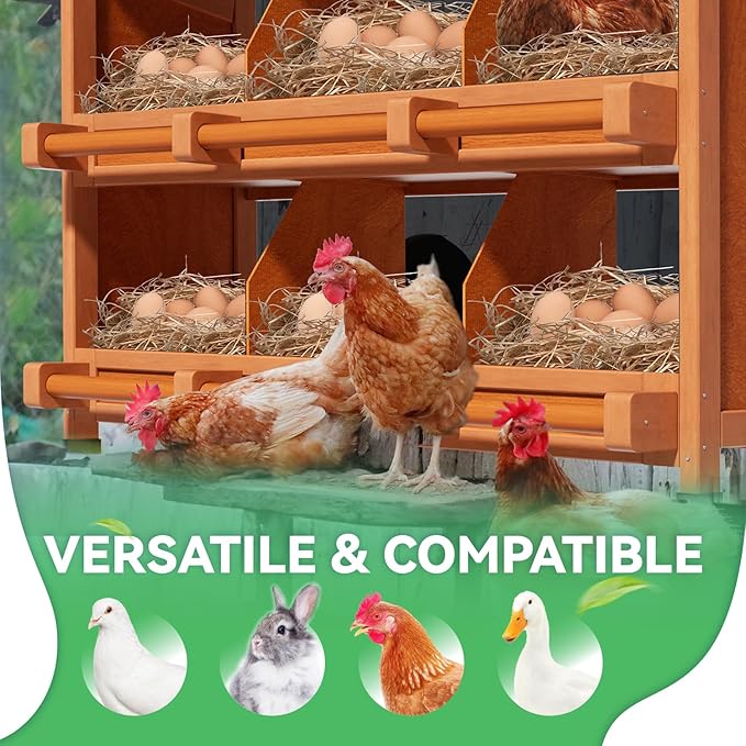 Chicken Nesting Boxes,6 Compartments Wooden Nesting Boxes for Chickens,Laying Boxes for Hens Ducks Poultry Protect Eggs Chicken Coops Easy Egg Collection (6 Hole)