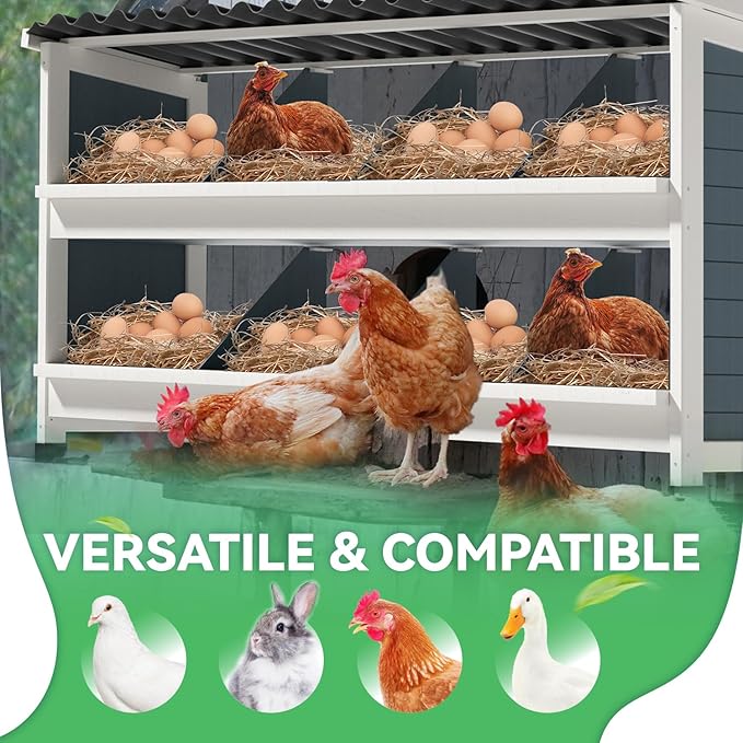 Chicken Nesting Boxes,8 Compartments Wooden Nesting Boxes for Chickens,Laying Boxes for Hens Ducks Poultry Protect Eggs Chicken Coops Easy Egg Collection (8 Hole)