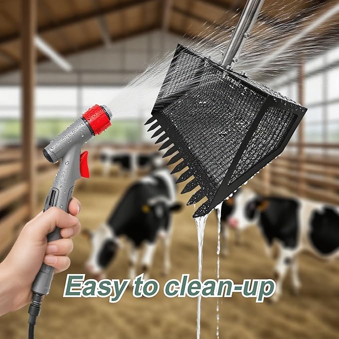 10" Chicken Poop Scooper & Rake Pooper Scooper Head for Sand Chicken Litter Scoop with Handle Litter Sifting Shovel with 29" to 56" Adjustable Handle Chicken Coop Accessories Tool for Clean