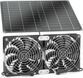 Solar Powered Fan, 35W Solar Fan with Two IPX7 Waterproof Fans for Outside Greenhouse Shed Chicken Coop, Exhaust Intake Mounting Way and Solar Panel Fan Kit