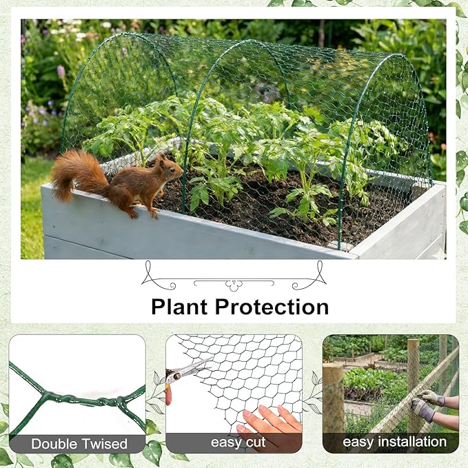 Chicken Wire for Floral Arrangements 15.7 x 157 in, Green PVC Coated Hexagonal Netting, Rust-Proof Garden Fence for DIY Crafts & Plant Protection, Ideal for Florists, Crafters & Gardeners