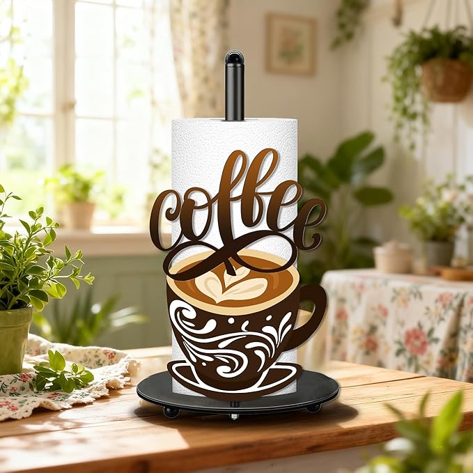 Coffee Paper Towel Holder, Coffee Decor for Countertop Cute Vintage Home Table, Housewarming Birthday Gifts for Cafe Lovers