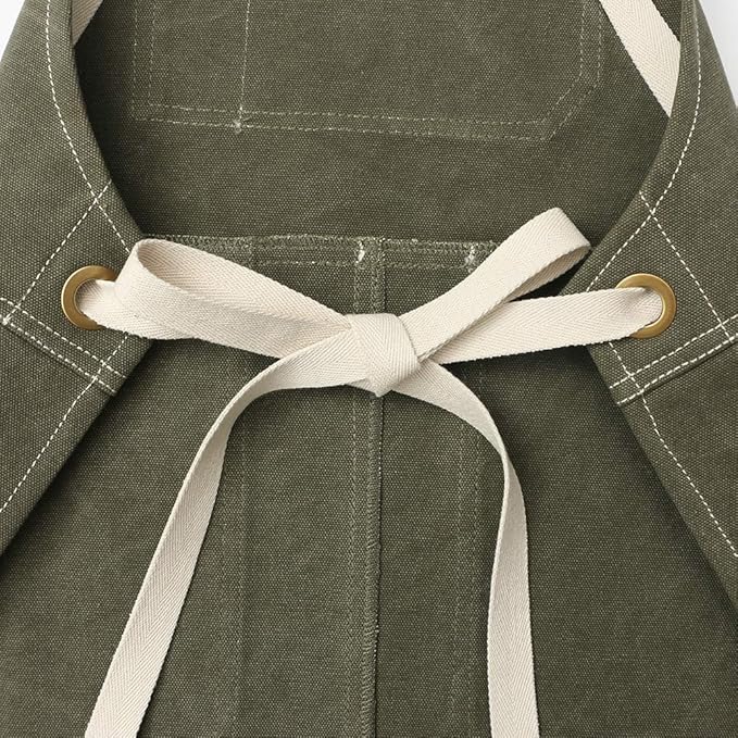 Jeanerlor - 16oz Water-Resistant Work Aprons for Women and Men Canvas Tool Apron with Pockets Adjustable S to XXXL