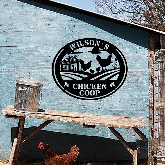 Chicken Coop Metal Sign Funny Farmers Chicken Cluck Find Out Tin Sign for Home Farm Chicken Coop Farmhouse Kitchen Garden Decor (Design 2)