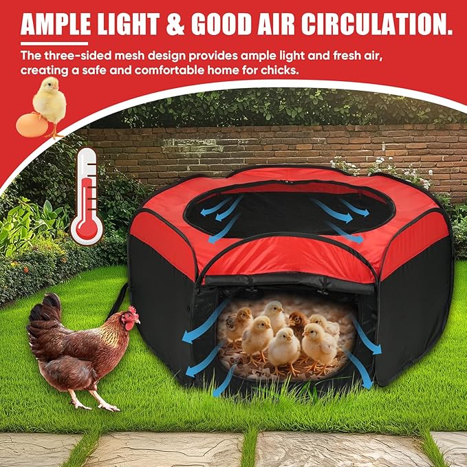 Chick Brooder Box for Baby Chicks,Brooder Box for Chick Starter Kit Pop-Up Brooder with Double Doors,Fits Up to 15 Chicks, Ducks, or Quail,Chicken Starter Kit Brooding Supplies for Backyard Poultry