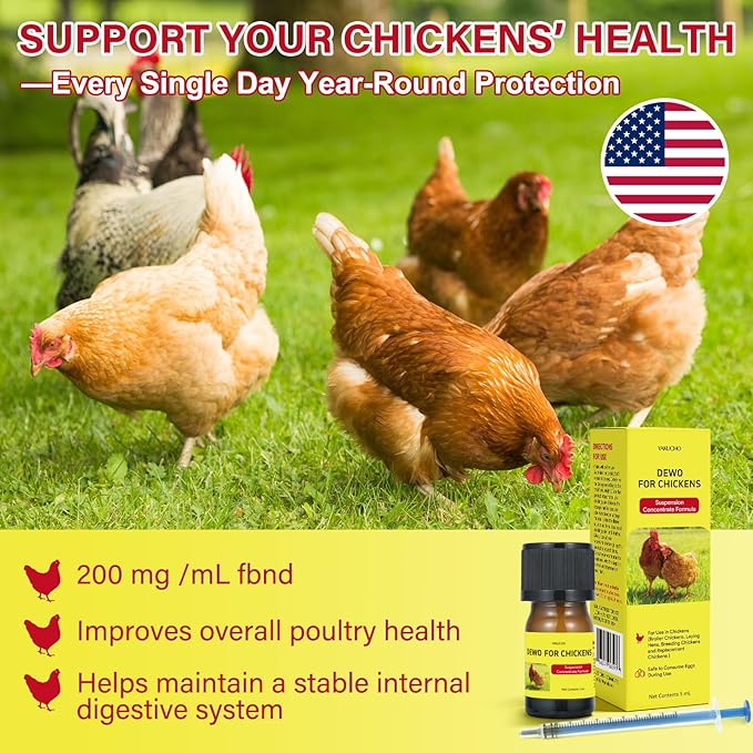 De-womax for Chickens Suspension Concentrate Formula – Liquid Poultry Management Solution for Broiler Chicken, Laying Hens, Breeding & Replacement Chickens – Water Dilution Use, 5 mL