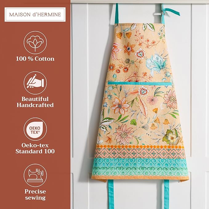 Maison d' Hermine 100% Cotton Apron for women with Pocket Kitchen Chef Apron for Men Cooking Easter Decorations
