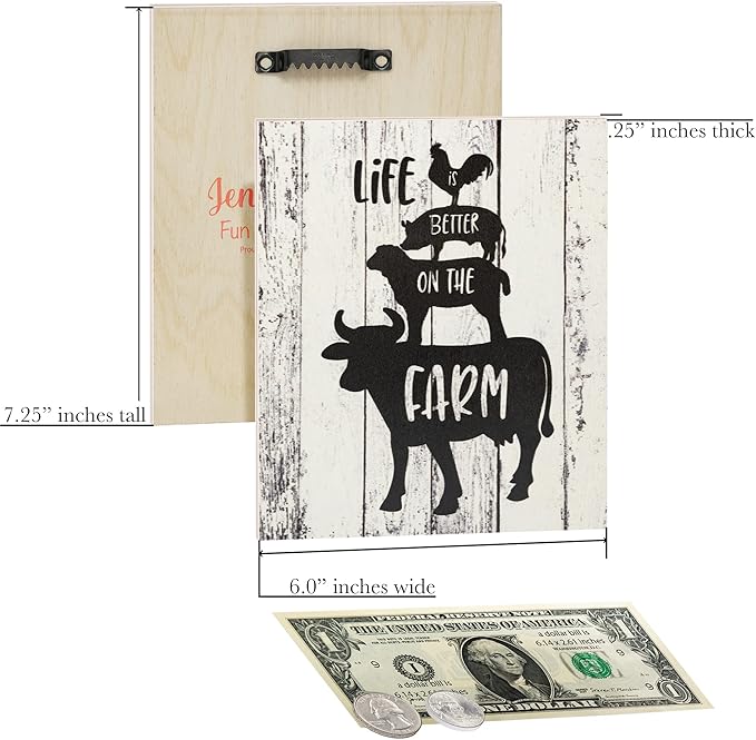 JennyGems Life is Better on the Farm Wooden Sign, Cow Chicken and Pig Decor, Farmhouse Decorations, Made in USA