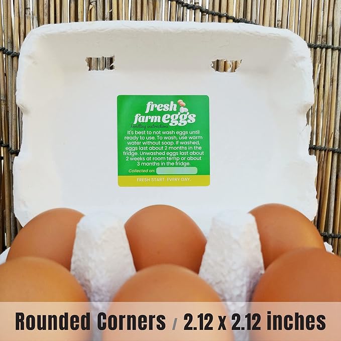100 Pack Premium Fresh Farm Eggs Handling Instructions Stickers Labels Care Accessories | Egg Blank Cartons 4 6 12 15 18 30 48 50 Count Basket Box Container Storing Extra Organizer -M12SS100