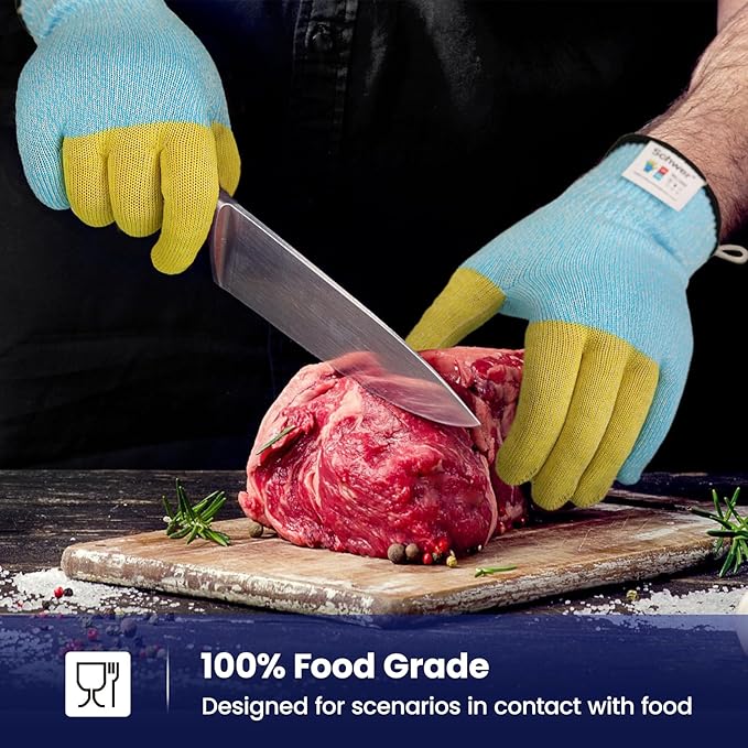 Schwer SlicePro Patented Cut Resistant Gloves AR1345 with ANSI A9 Reinforced 4 Fingers, Food Grade & Touch Screen Cutting Gloves Without Fiberglass, Suit for Kitchen Meat Cutting, Oyster Shucking, S