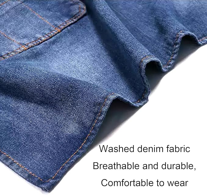 Denim Work Apron Adjustable Cross Back Gardening Aprons Multiple Pockets Men Women Restaurants, Cafes, BBQ