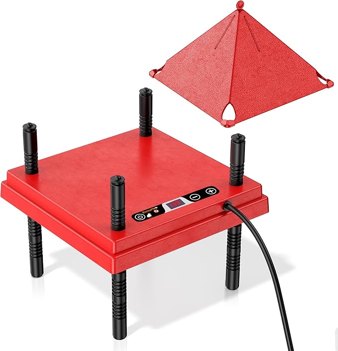 Brooder Plate for Chicks with Anti-Roost Cone, Chick Brooder Heater Red 10" x 10" with Digital Display Temperature Control