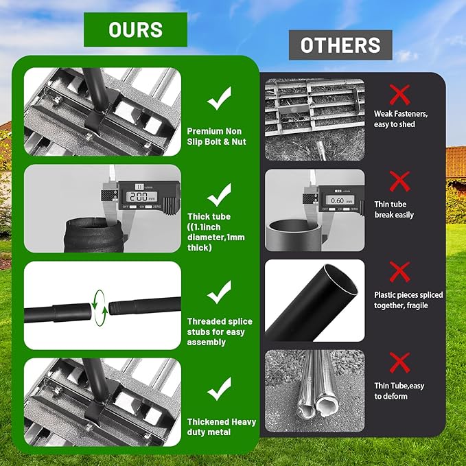 Lawn Leveling Rake 34"x10",Lawn Leveling Tool with 68" Long Adjustable Stainless Steel Handle for Leveling Soil,Grass,Sand or Dirt,Heavy Duty Lawn Leveler for Backyard,Garden,Golf Course,Farm,Pasture
