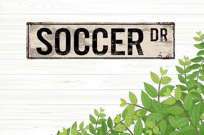 CSWLJS Rustic Metal Tin Signs Home Decoration Soccer Sign Fan Soccer Player Soccer Gift Soccer Decor Soccer Athlete Football Street Sign Art Wall Decor Metal Sign 4x16 Inch