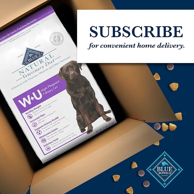 Blue Buffalo Natural Veterinary Diet W+U Weight Management + Urinary Care Dry Dog Food, Veterinarian Prescription Required, Chicken, 6-lb Bag