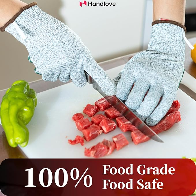 HandLove Cut Resistant Gloves, 100% Food Contact Safe, CE Level 5 Premium Protective Cutting Gloves
