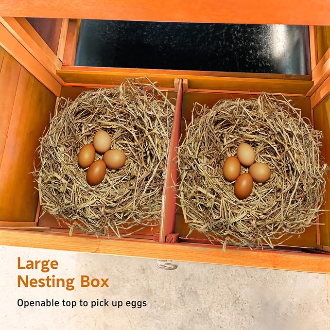 122&Quot;Large Wooden Chicken Coop Wood Large Activity Space for 3-4 Chickens Outdoor Hen House with Nesting Box Seasonal Outdoor Decor