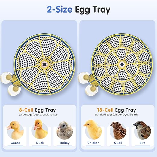 Chicken Egg Incubators for Hatching Eggs, 18 Egg Incubator with Automatic Egg Turning, Digital Control, 2 Egg Trays, Candler & Automatic Water Refill for Chicken Quail Duck Turkey Goose Bird