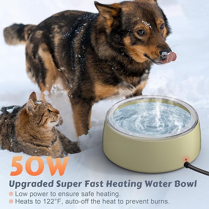 Newget 3L Heated Water Bowl, Outdoor Large Heated Dog Bowls, Outside Waterproof Heated Pet Bowl with Chew Resistant Cord, Smart Thermal Dish Provides Drinkable Water in Winter for Cat, Rabbit, Chicken
