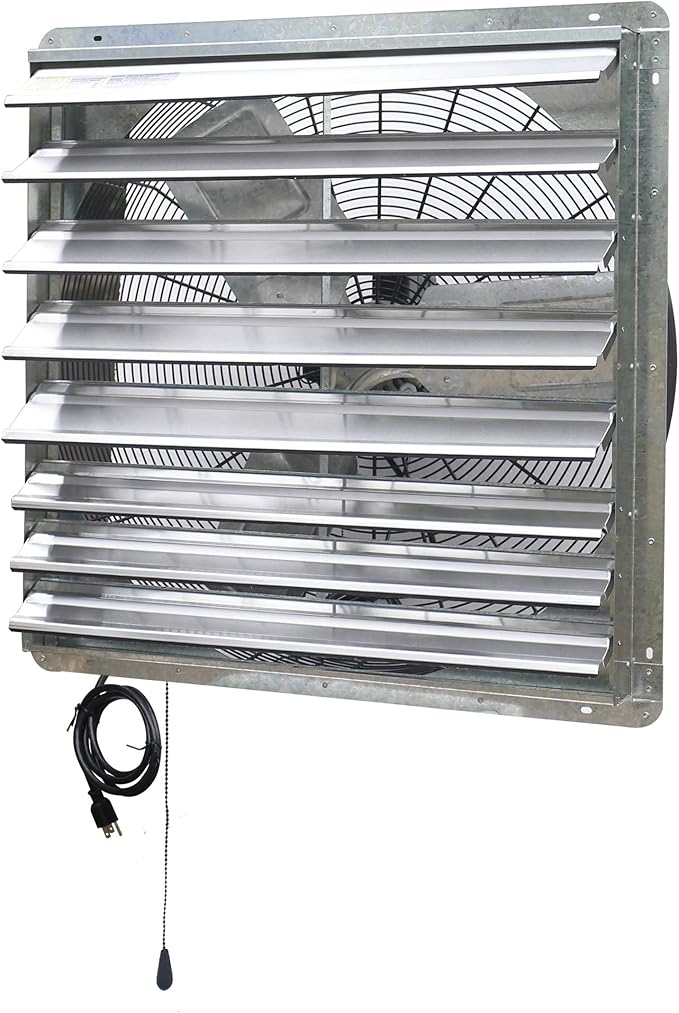 iLIVING 30" Wall Mounted Shutter Exhaust Thermostat Control-2 Speeds Vent Fan For Home Attic, Shed, or Garage Ventilation, 5088 CFM, 7500 SQF Coverage Area, Silver (ILG8SF30V-T)