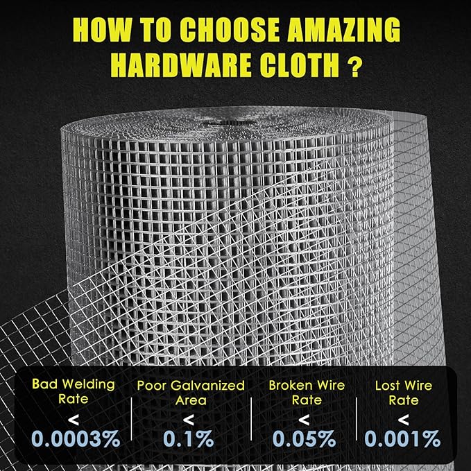 GoldPeak Hardware Cloth 1/4 inch 24 inch x 50 Foot 23 Gauge, Hot-dip Galvanized After Welding, Wire Fence Roll Chicken Coop Wire Fencing Rat Wire Aviary Wire Rodent Wire Mesh Roll