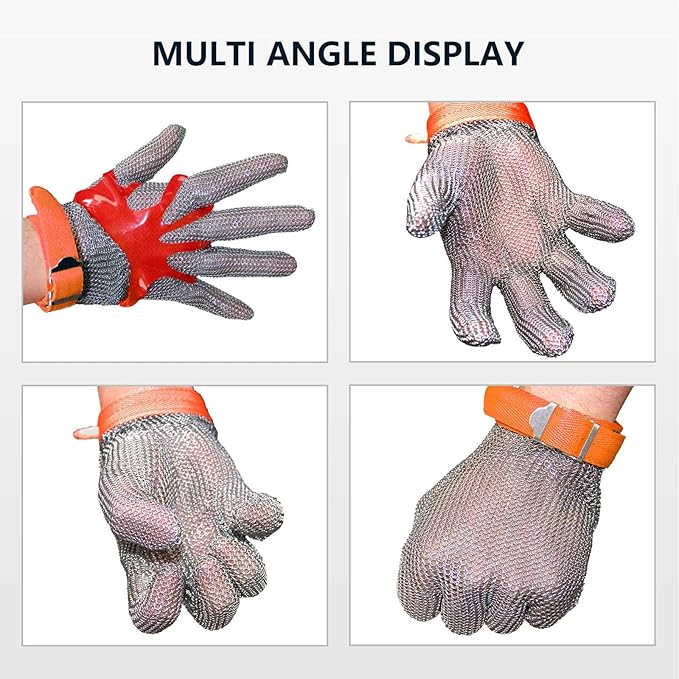 A9 Chainmail Glove, Cut Resistant Stainless Steel Butcher Glove for Cutting Meat & Fish Filleting