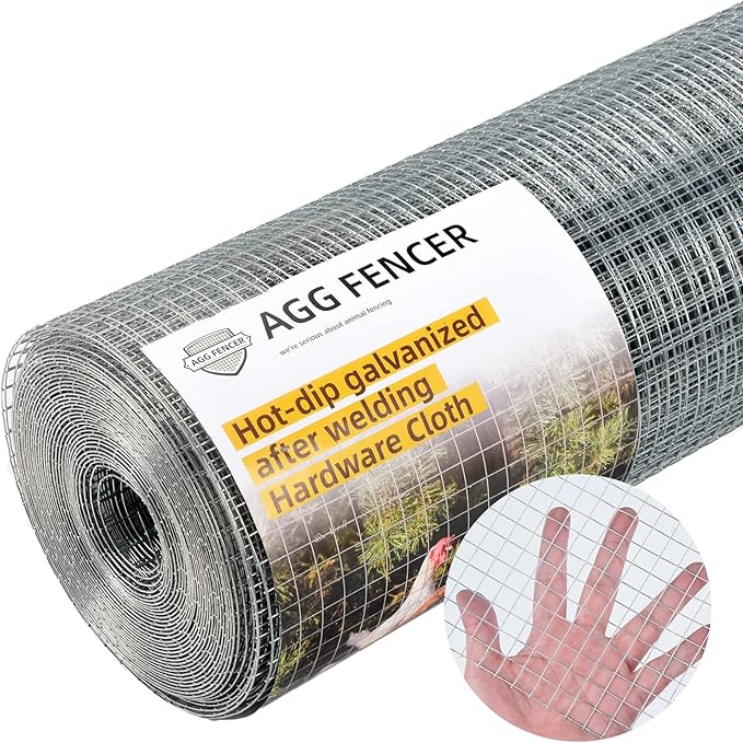 72inch x 100ft Hardware Cloth 1/2 inch Chicken Wire Fencing 19Ga, Hot Dipped Galvanized After Welding Garden Plant Supports Welded Metal Chicken Wire Fence Poultry Animal Netting Cage Screen