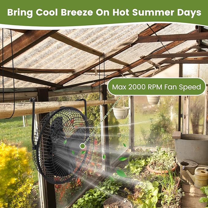 8" Solar Floor Fan for Home Outdoor Chicken Coop Greenhouse Dog House Summer Air Circulation Cooling, 25W Solar Powered with 2000 RPM High Speed