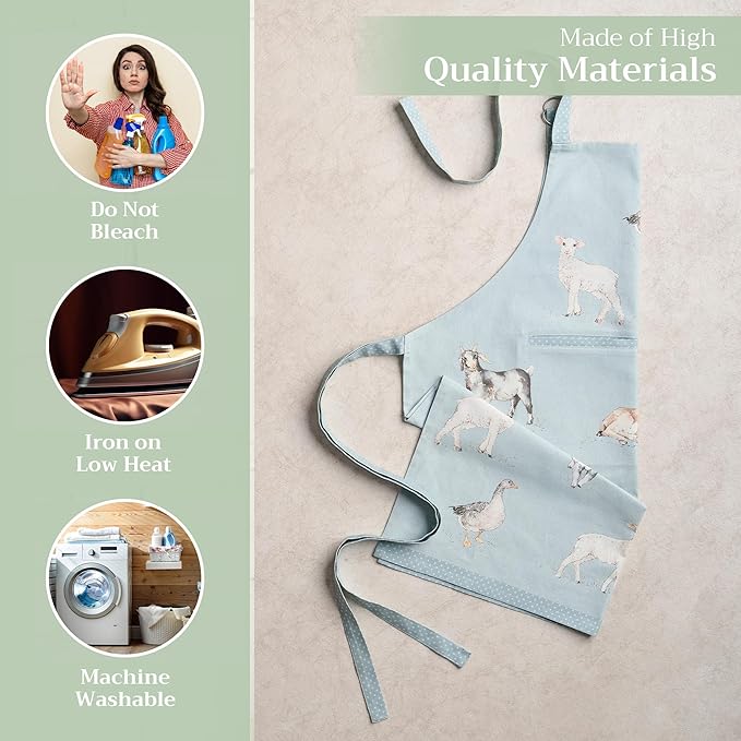 Maison d' Hermine 100% Cotton Apron for women with Pocket Kitchen Chef Apron for Men Cooking Easter Decorations