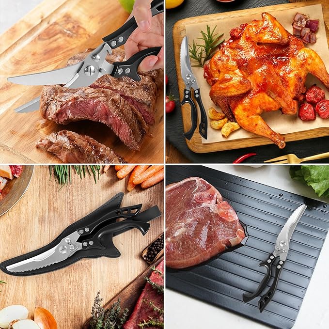 ANDONG Heavy Duty Kitchen Scissors, Professional Poultry Shears, Cooking Utensils, Black