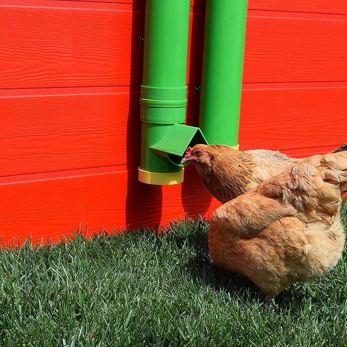 Rugged Ranch 2-Gallon Poultry Waterer & 10-Lb Feeder Combo for Chicken Coops, Green - Outside-Mount Design, Weather-Resistant, Easy Refill Access & Rain Shield to Help Keep Feed Dry
