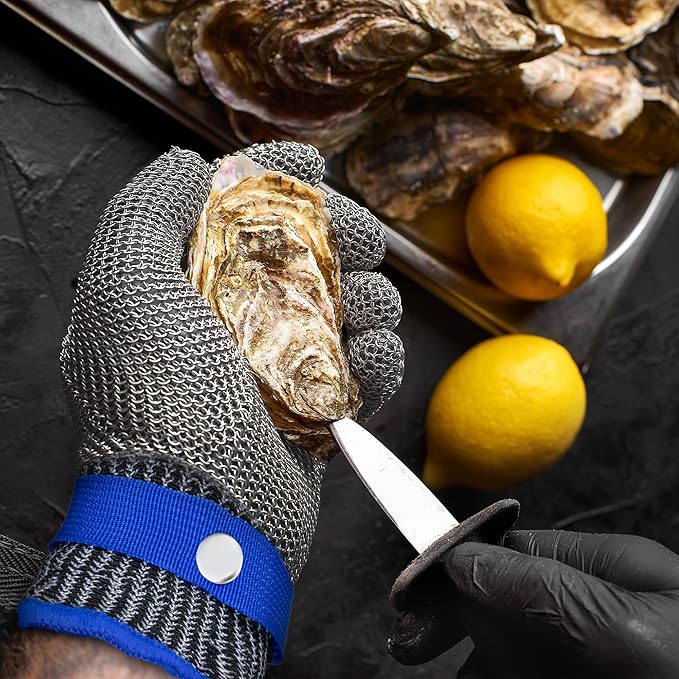 ZEEGO ANSI A9 Cut Resistant Glove, Food Grade Stainless Steel Mesh Metal Glove, Suitable for Mandoline, Kitchen Cooking,Butcher Meat Cutting and Oyster Shucking(2 Pairs,X-Large Size)
