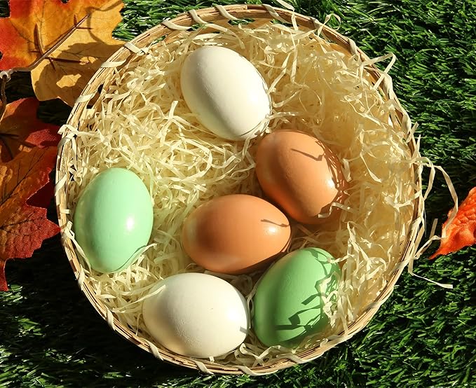 YunKo 6Pcs Wooden Fake Nest Eggs Easter Eggs for Craft Get hens to Lay Eggs 3 Colors