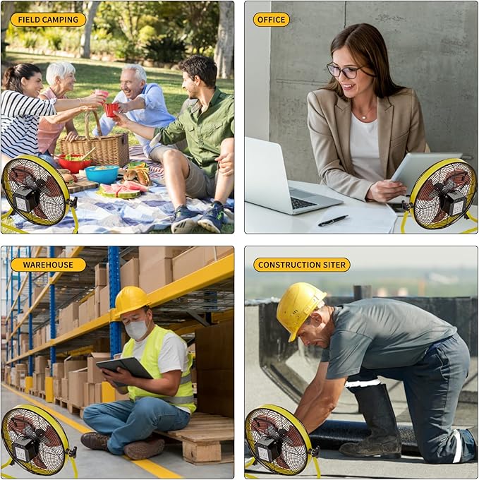 Solar Powered Fan, Battery Operated Outdoor Fan Can Running 5-24 Hours, Solar Fans For Shed,Home，Ouside,Camping，Solar fan with USB Output For Emergency Situation Without Electric