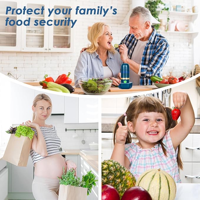 Cudinham Fruit and Vegetable Purifier Cleaner Washing Machine Upgraded Capsule Shape Disinfection OH-ion Purification Technology for Cleaning Grains Rice Meat Seafood, Forest Green