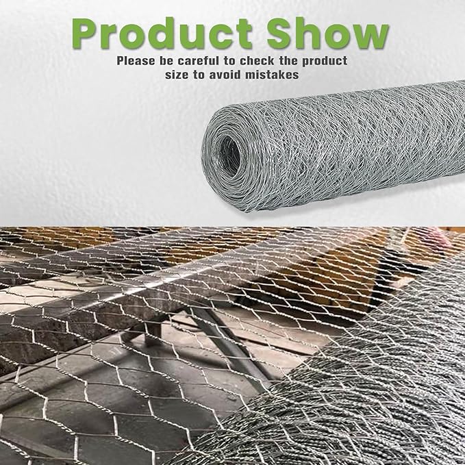 Chicken Wire Netting Galvanized Wire Mesh Hexagonal Fencing for Poultry Garden Fencing Barrier 6FTx50FT