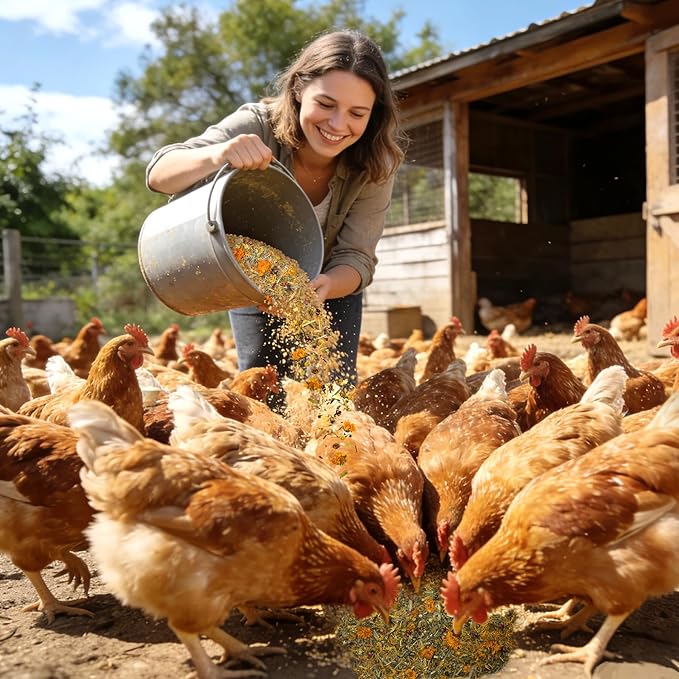 Chicken Nesting Herbs 16 oz – 11 Natural Dried Herb Blend with Marigold for Chicken Coop & Roost Refresh, Nesting Box & Dust Bath, Supports Natural Nesting Behavior